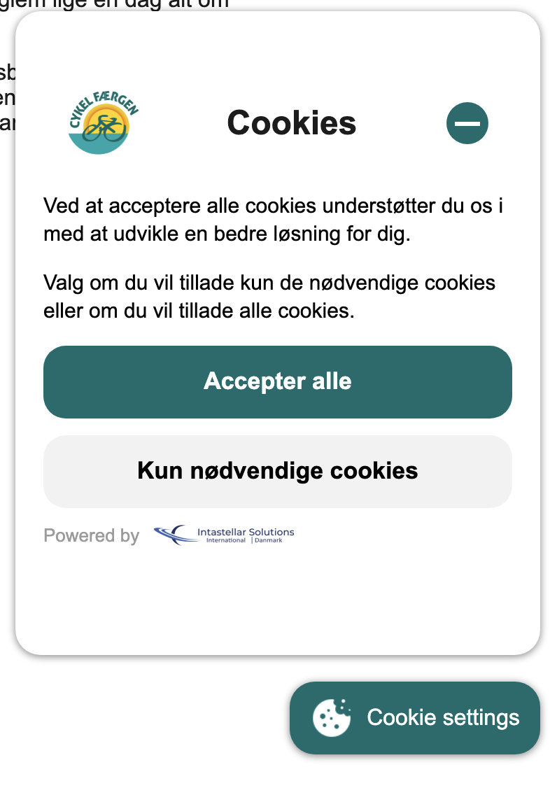 Design af cookie banneren