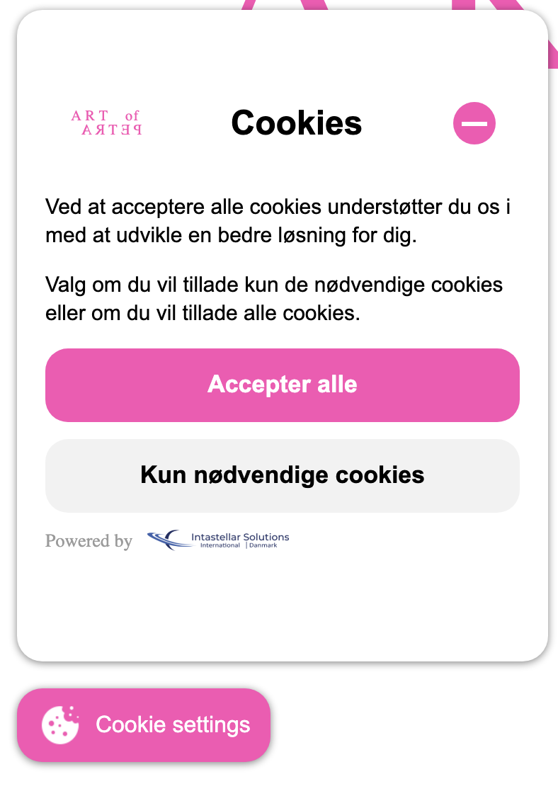 Design af cookie banneren