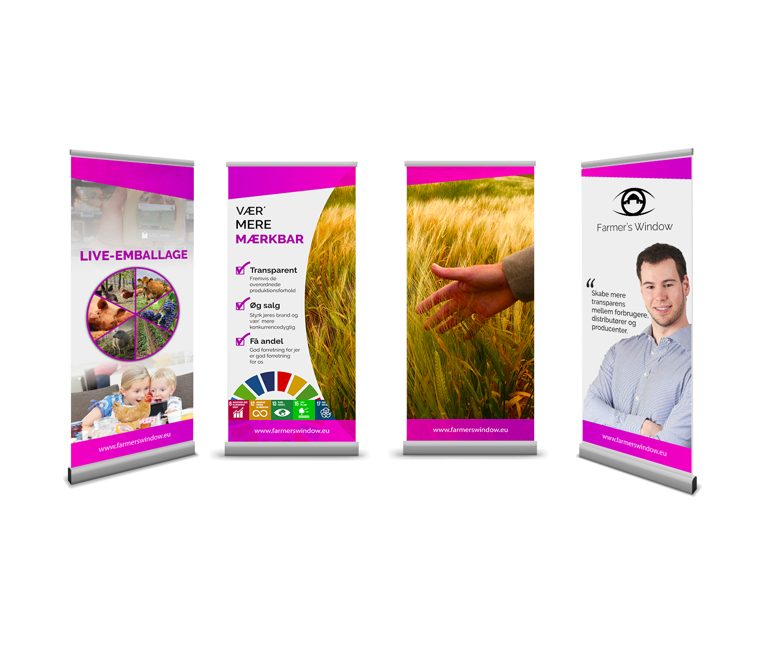 Testimonials grafisk opgave Roll-Up banner